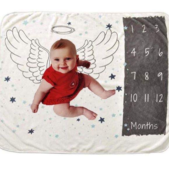 Baby Monthly Milestone Photo Blanket Unisex 30x40 - Picture 3 of 5